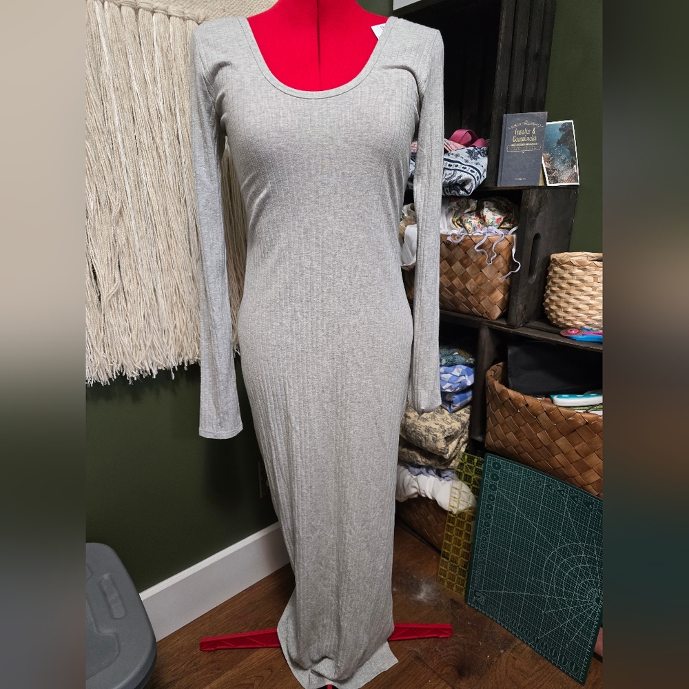 Grey scoop back maxi dress